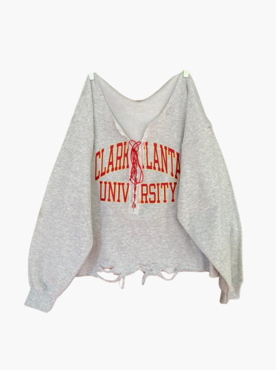 Handmade Clark Atlanta Ash Grey Lace Up Sweatshirt