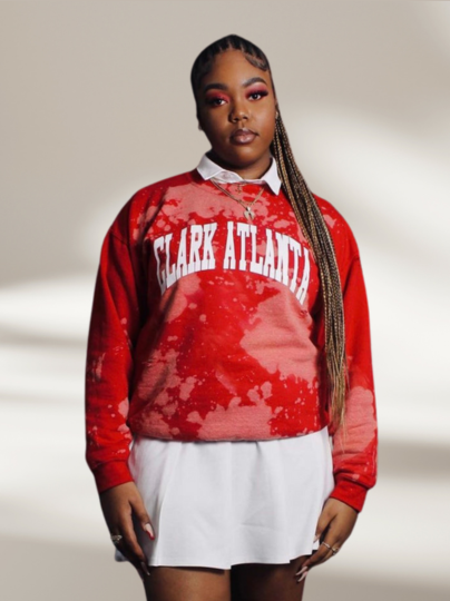 Handmade Clark Atlanta Red Bleached Light Distress Crew Sweatshirt