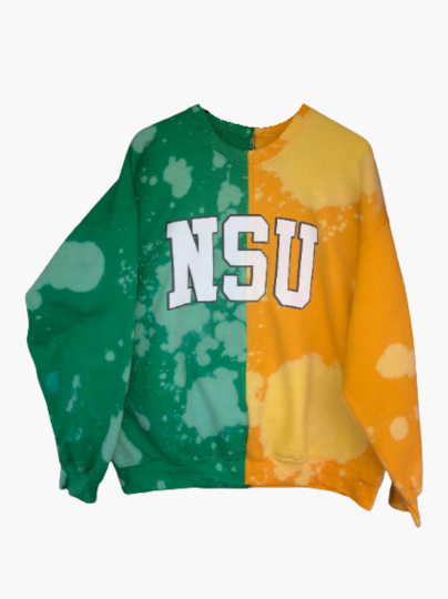 Handmade Norfolk State University NSU Half and Half Unisex Crew Sweatshirt