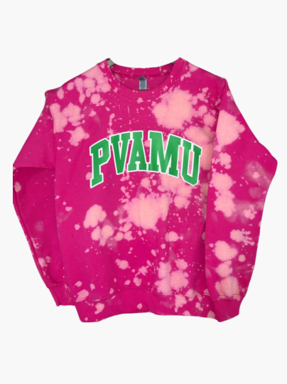 Handmade PVAMU AKA Color-Way Hand Bleached Crewneck Sweatshirt