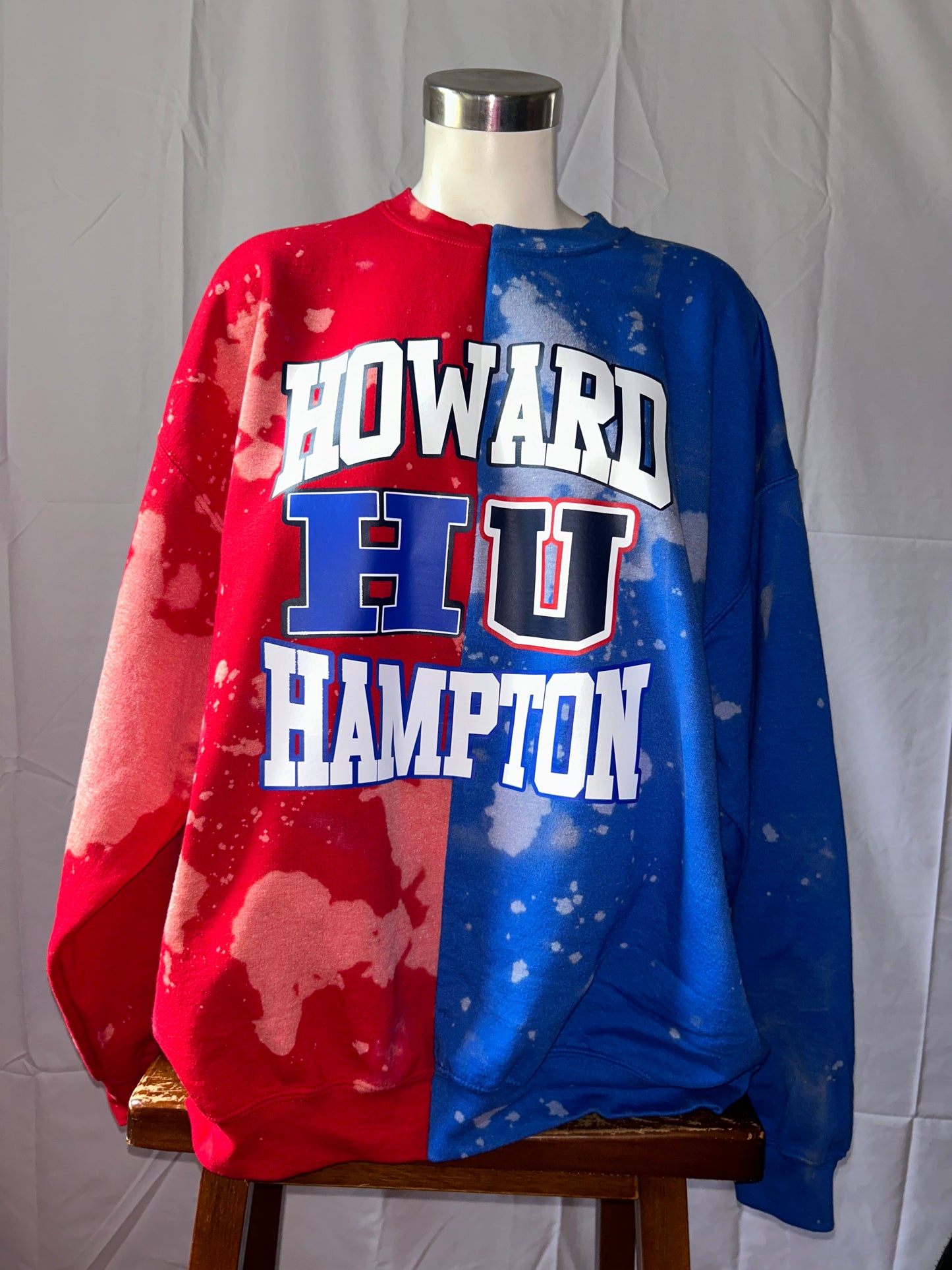 Howard university versus Hampton university house divided half and half sweatshirt