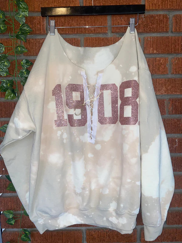 Molly Moon-Marilyn Lace Up Glitter Me Cream Sweatshirt