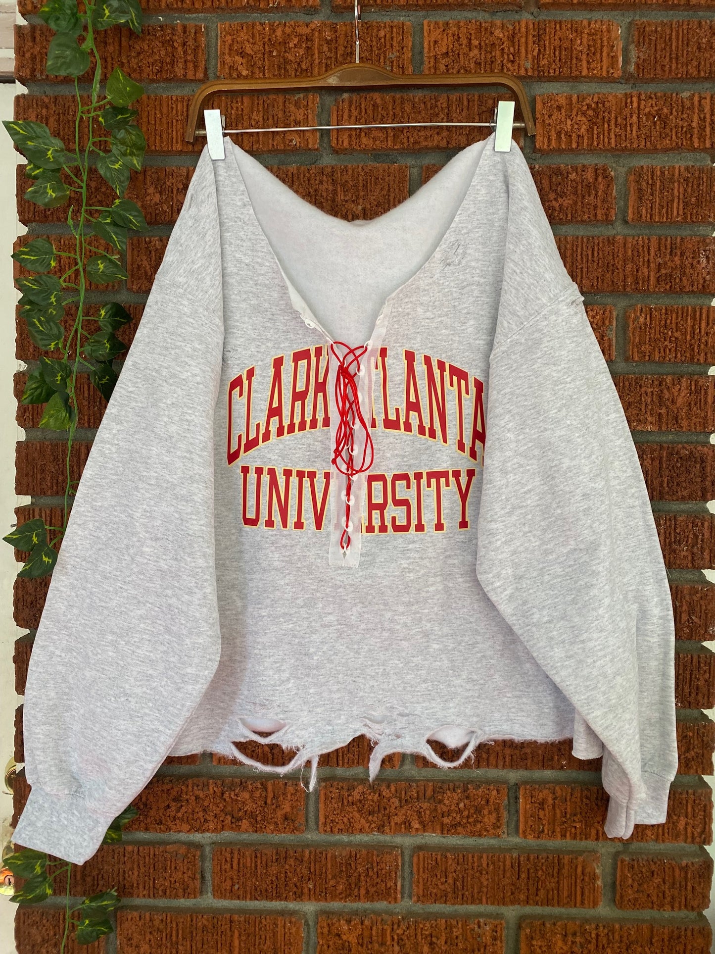 Handmade Clark Atlanta Ash Grey Lace Up Sweatshirt