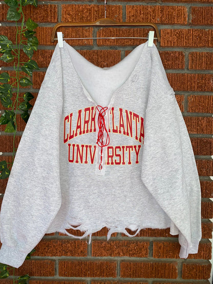 Handmade Clark Atlanta Ash Grey Lace Up Sweatshirt