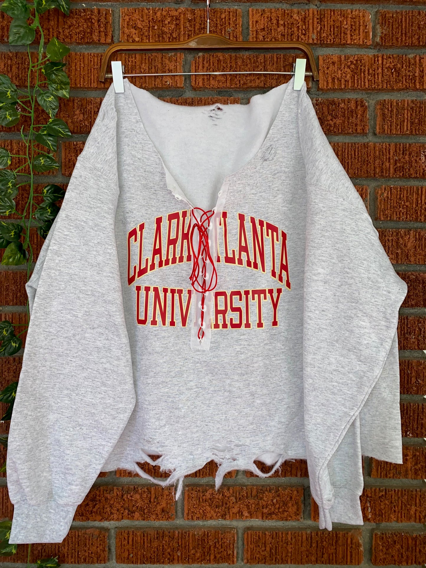 Handmade Clark Atlanta Ash Grey Lace Up Sweatshirt