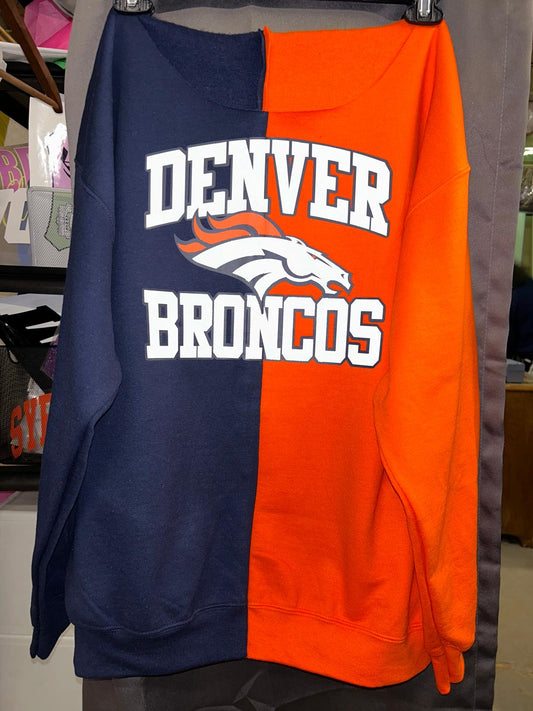 Denver Broncos Sweatshirt , Half and Half Sweatshirt