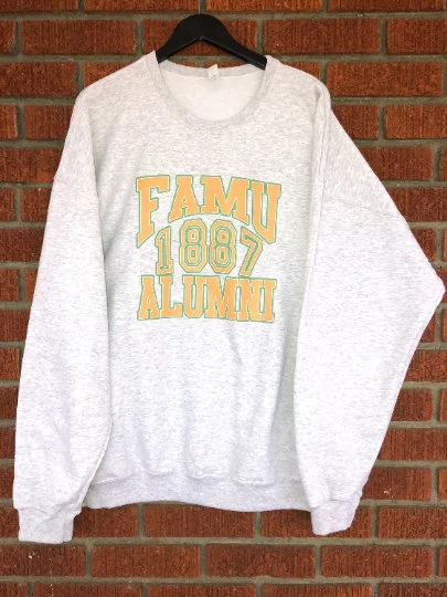 Handmade FAMU 1887 Alumni Ash Grey Off Shoulder or Crewneck Lightweight Sweatshirt