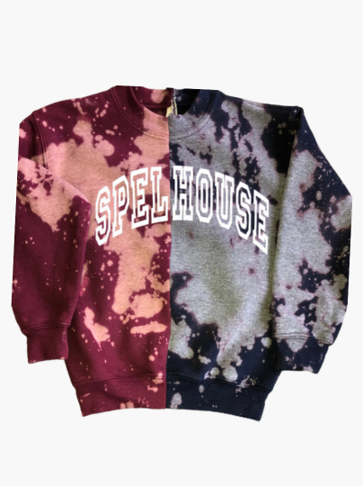 Handmade YOUTH Spelhouse Unisex Dual Panel Hand Bleached Crew Neck Fleece Sweatshirt