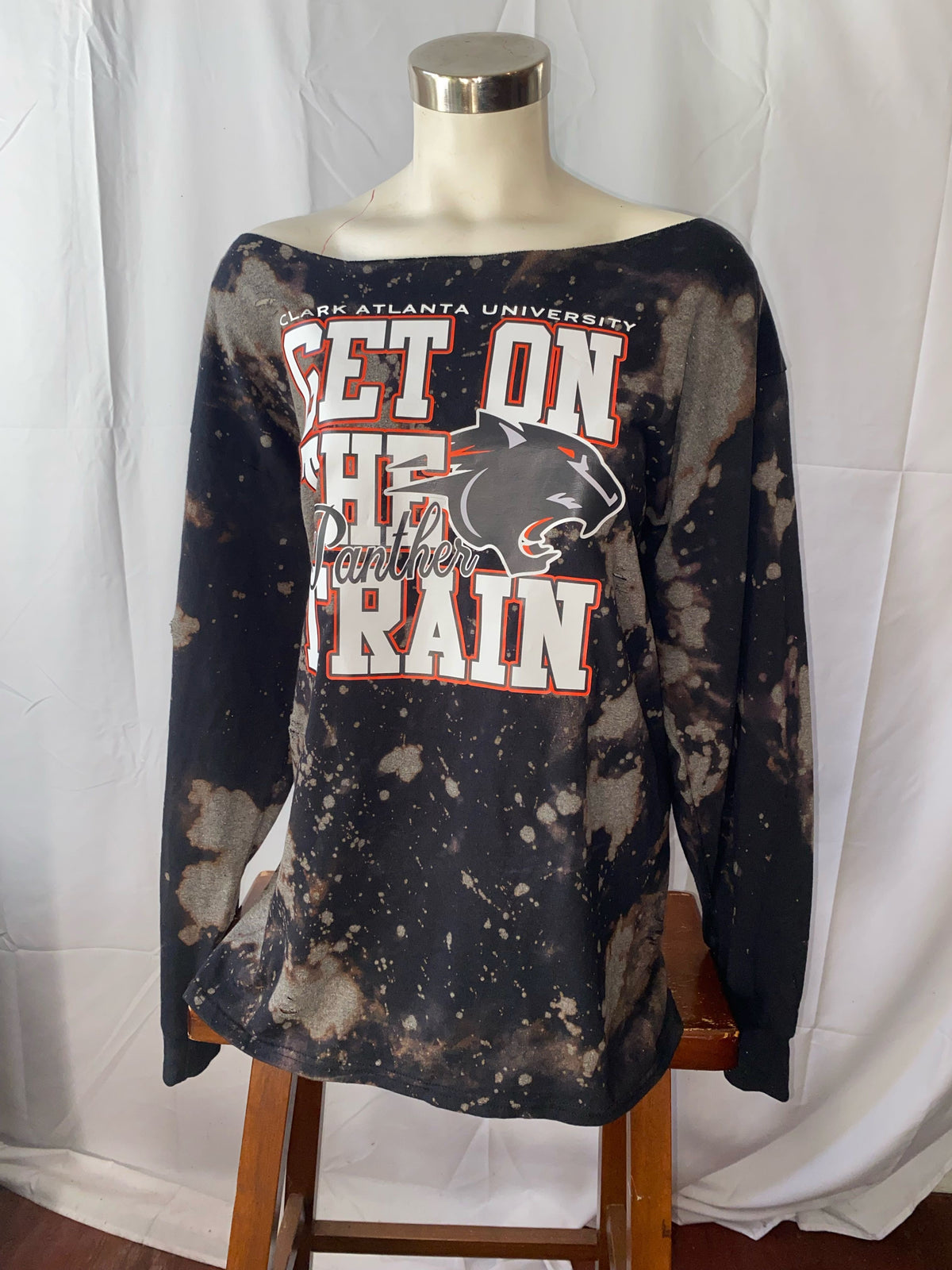  Clark Atlanta “Get on the Panther Train” Black Dyed Short Sleeve or Long Sleeve Customizable T-Shirt