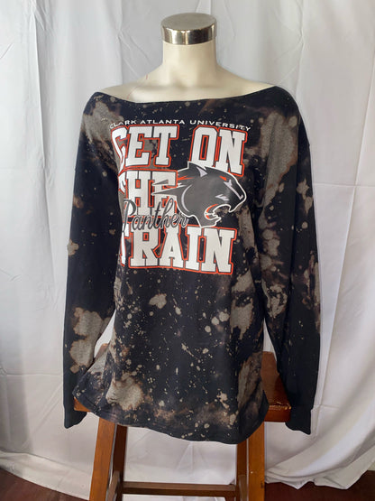  Clark Atlanta “Get on the Panther Train” Black Dyed Short Sleeve or Long Sleeve Customizable T-Shirt