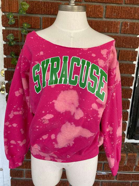 Pink 'Syracuse' sweatshirt ,off shoulder ,AKA