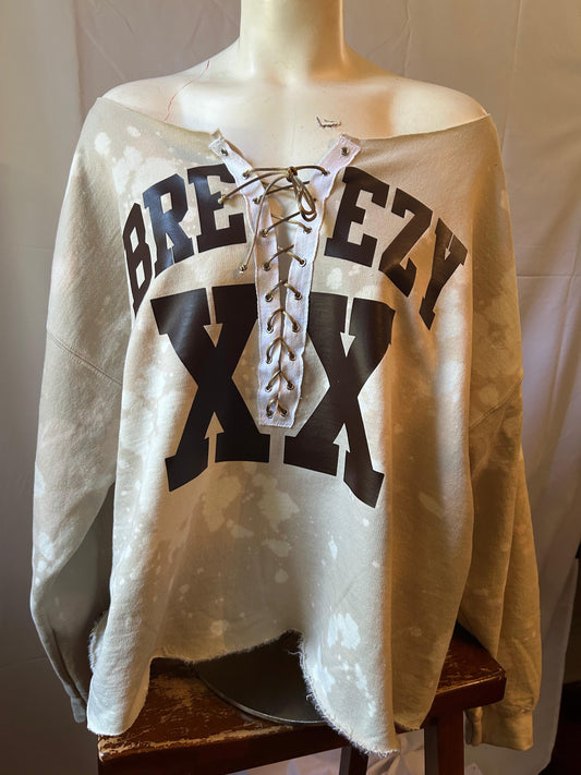 Breezy XX  Lace Up Sweatshirt, Handmade Breezy XX  Sweatshirt