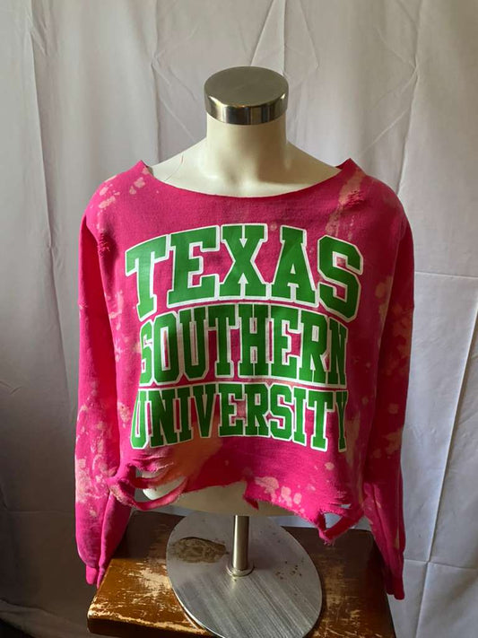  Texas Southern University AKA Blossom Off Shoulder Sweatshirt ,"TSU" AKA Blossom Off Shoulder Sweatshirt 