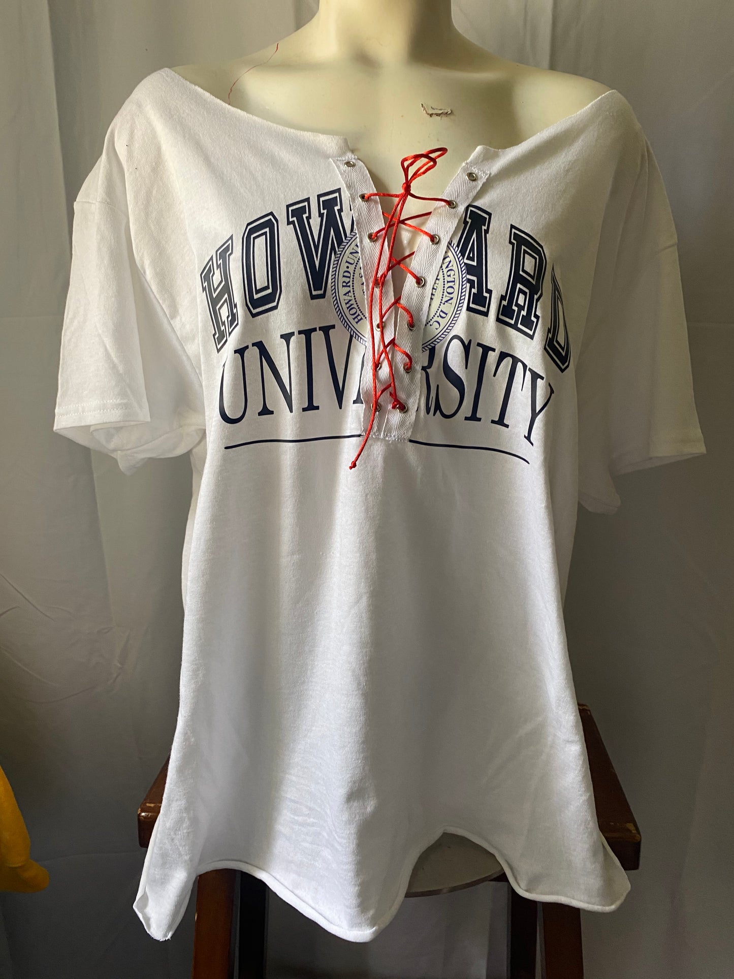 Howard University Lace Up T-Shirt in Classic White