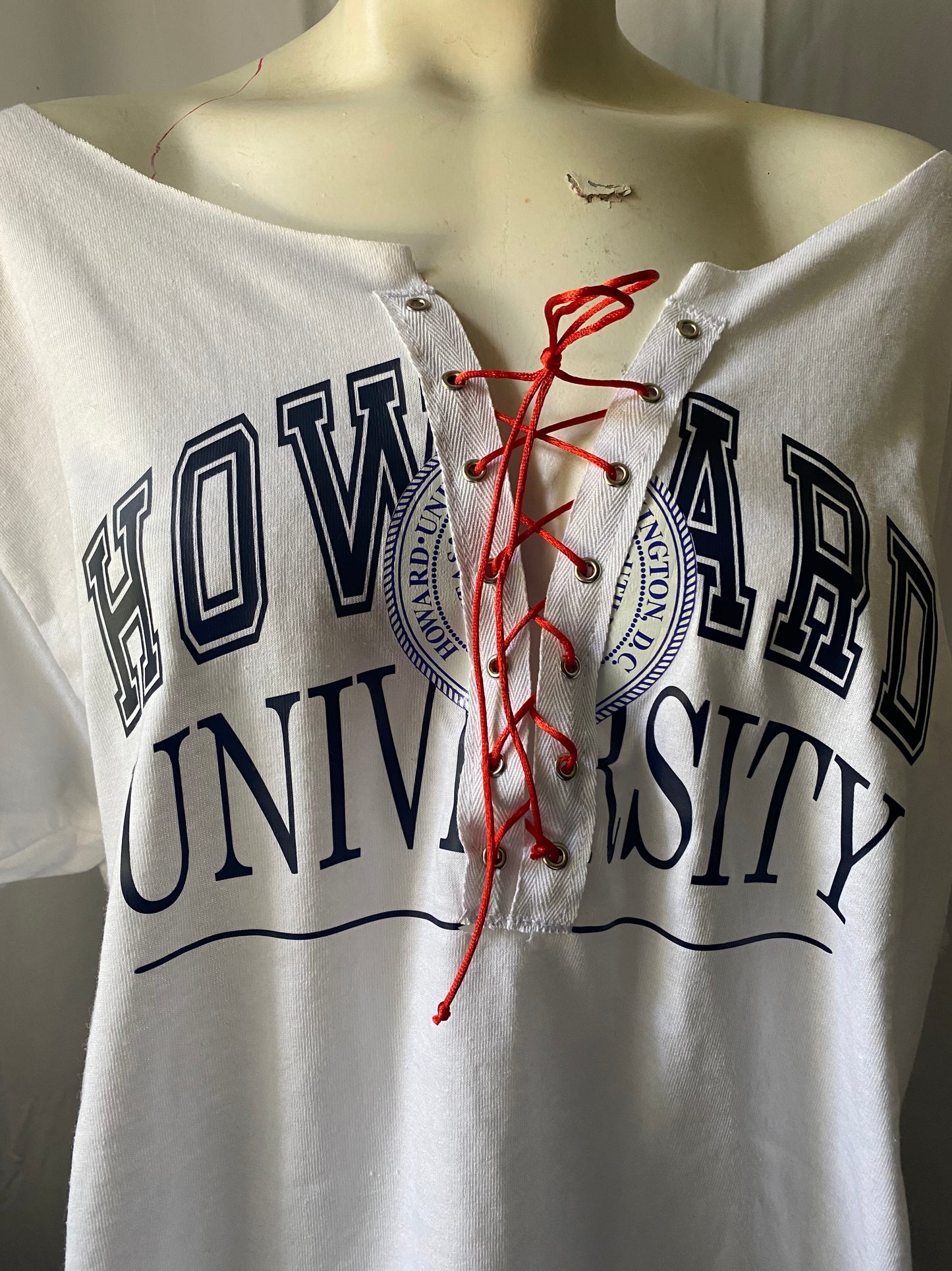 Howard University Lace Up T-Shirt in Classic White