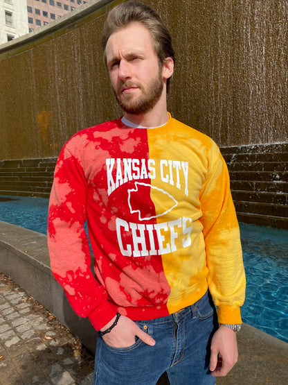 Handmade Kansas City Chiefs Half and Half Crew Sweatshirt