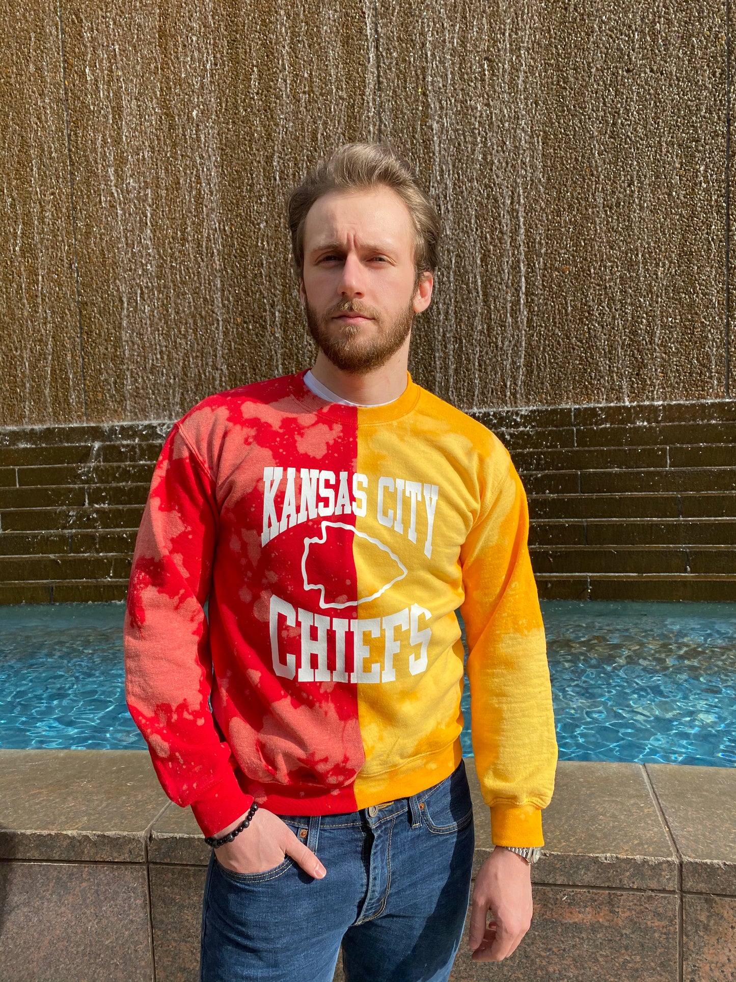 Handmade Kansas City Chiefs Half and Half Crew Sweatshirt