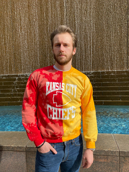 Handmade Kansas City Chiefs Half and Half Crew Sweatshirt