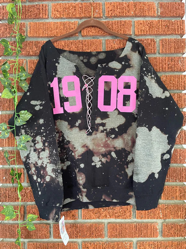 The "Black Pearl" Stonewash 1908 Off-Shoulder Corset Sweatshirt