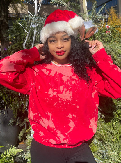 Red Hot Merry & Bright Hand Bleached Holiday Sweatshirt