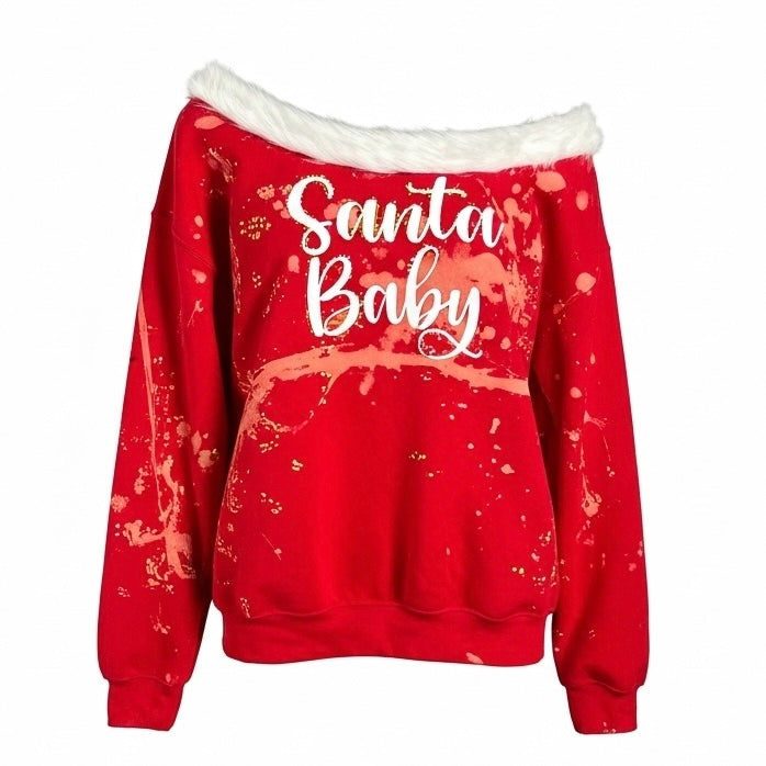 Santa Baby Luxe Off-Shoulder Sweatshirt