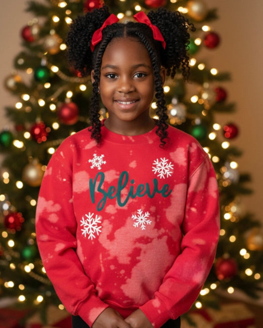Bleached Believe Kids Crewneck
