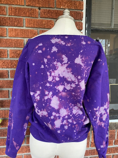 Handmade NYU Tisch Alumni Hand Bleached Purple Glitter Sweatshirt