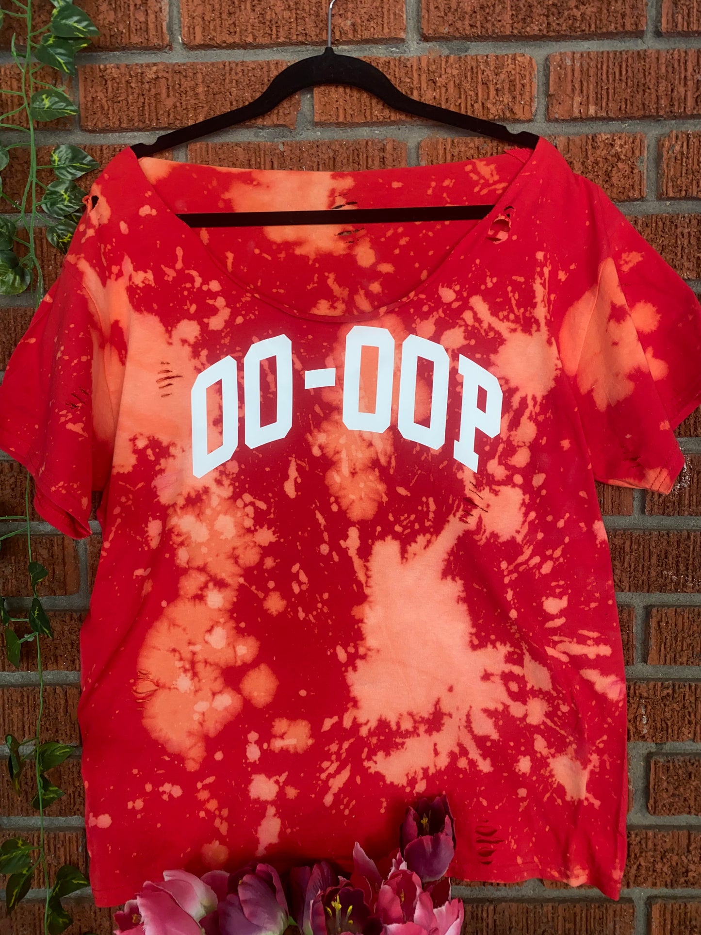 Handmade DST Oo-Oop Red Hand Bleached Tshirt