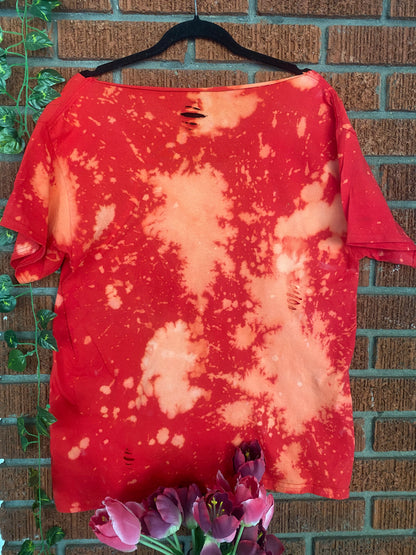 Handmade DST Oo-Oop Red Hand Bleached Tshirt