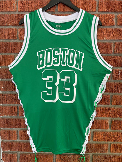 Handmade Boston Green White Side Lace Sleeveless Jersey Top