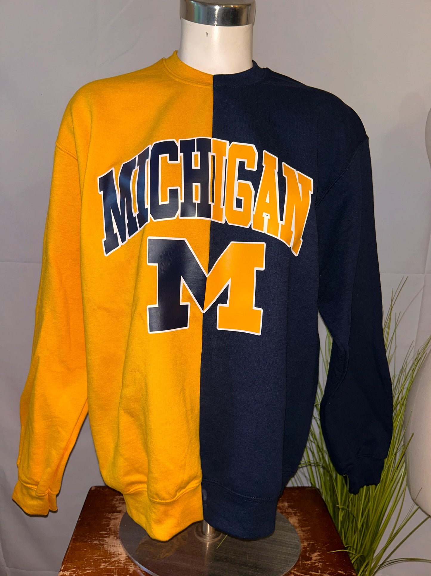 Handmade Michigan Half and Half Crewneck Sweatshirt