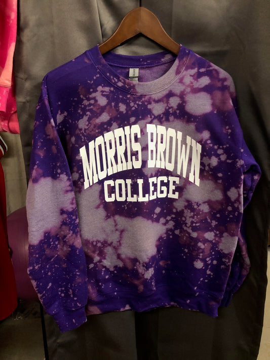 Handmade Morris Brown College Purple Hand Bleached Sweatshirt