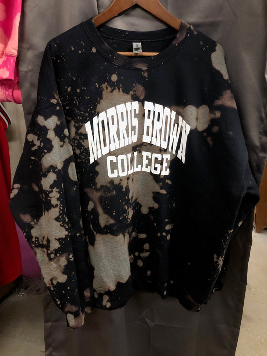 Handmade Morris Brown College Black Hand Bleached Sweatshirt