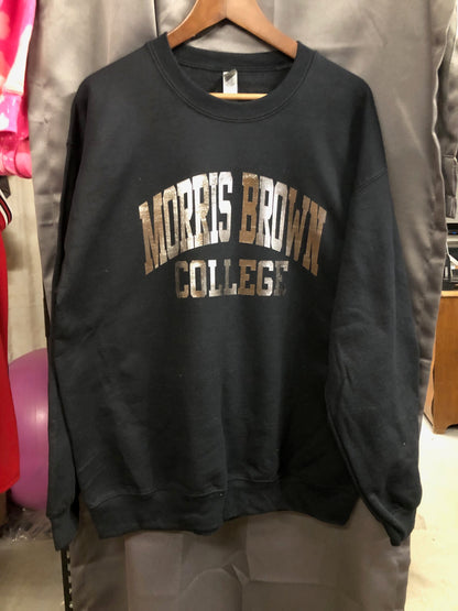 Handmade Morris Brown Glitter on Solid Black Sweatshirt