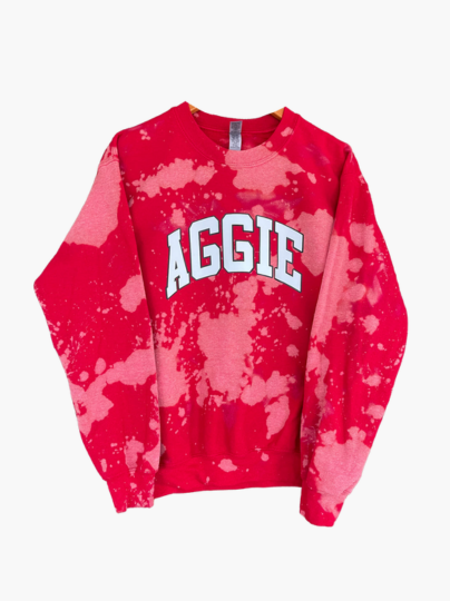 Handmade NCAT Aggie DST Color-Way Hand Bleached Crewneck Sweatshirt