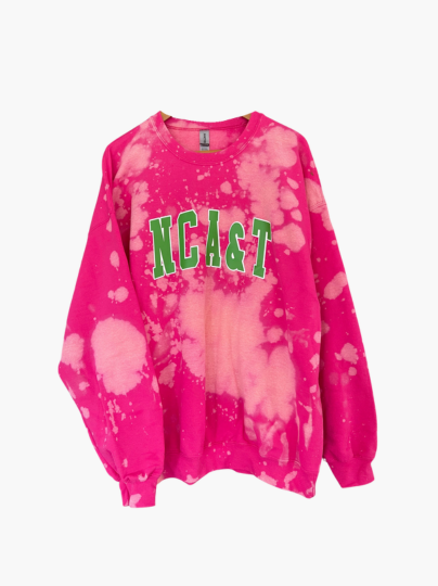 Handmade NCAT NCA&T AKA Color-Way Hand Bleached Crewneck Sweatshirt