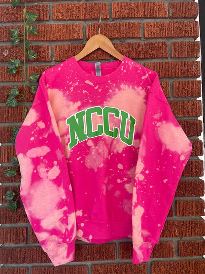 Handmade NCCU AKA Color-Way Hand Bleached Crewneck Sweatshirt