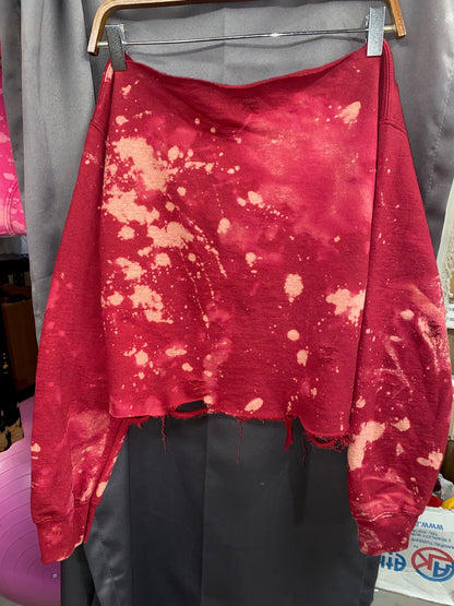 Handmade SCSU Bulldog Lace Up Garnet Navy Hand Bleached Sweatshirt