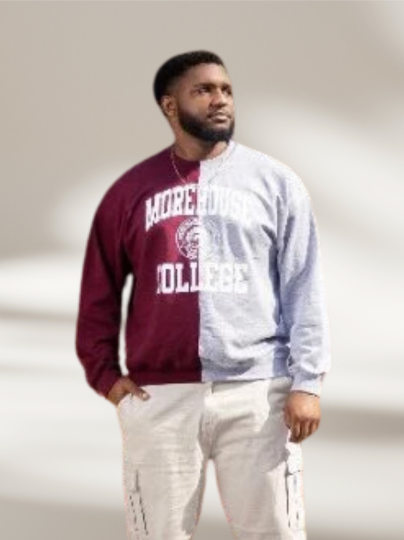 Handmade Morehouse College w/ Seal Half and Half Crewneck Sweatshirt