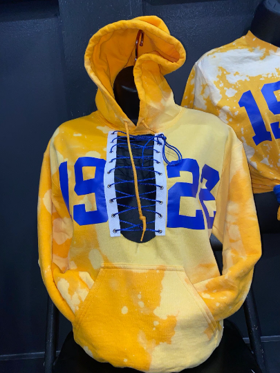 Handmade Sigma Gamma Rho SGRho 1922 Gold Lace Up Hoodie