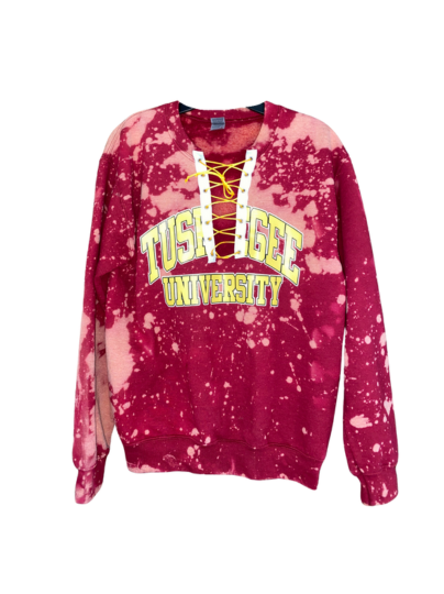 Handmade Tuskegee University Crimson U Neck Lace Up Sweatshirt