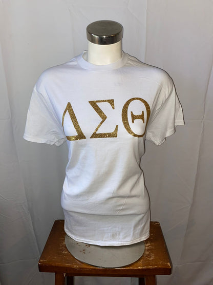  Golden Glitter ΔΣΘ DST Greek Symbols on White Classic T-Shirt, ΔΣΘ DST Greek Symbols  T-Shirt