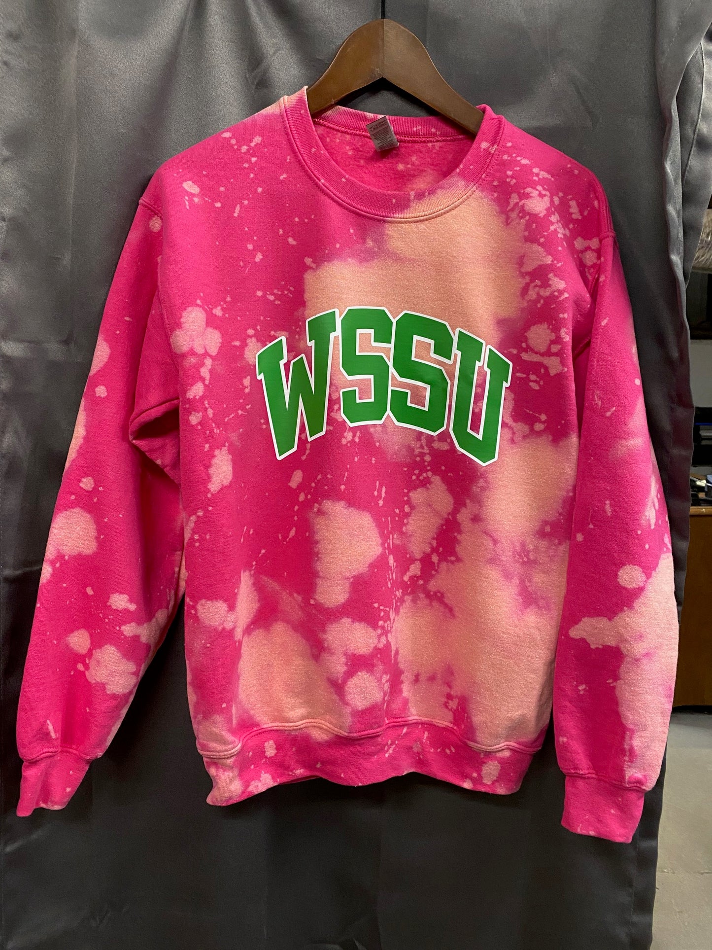 wssu winston salem pink and green AKA Alpha Kappa Alpha Sweatshirt hand bleached handmade sweater
