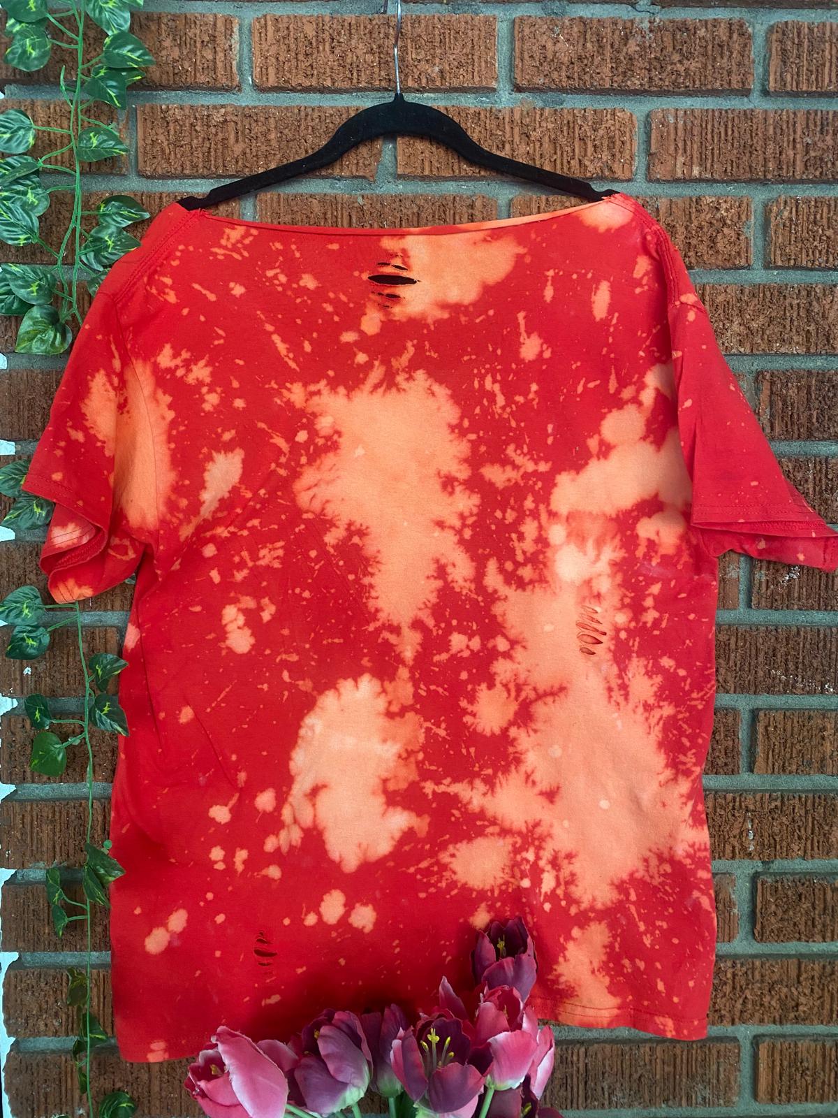 Handmade DST Oo-Oop Red Hand Bleached Tshirt