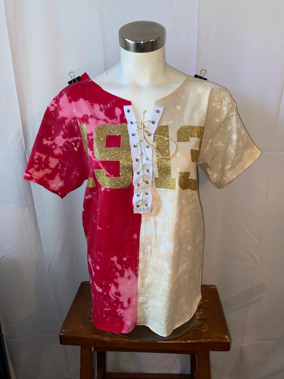 The Strawberry Shortcake Glitter or Matte Gold Lace Up T-Shirt