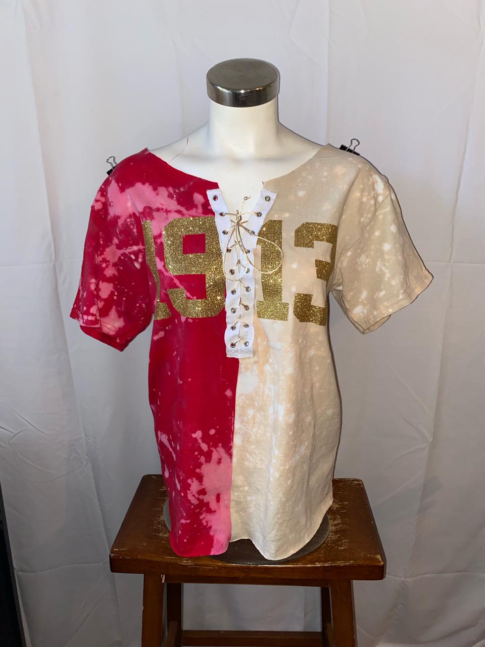 The Strawberry Shortcake Glitter or Matte Gold Lace Up T-Shirt
