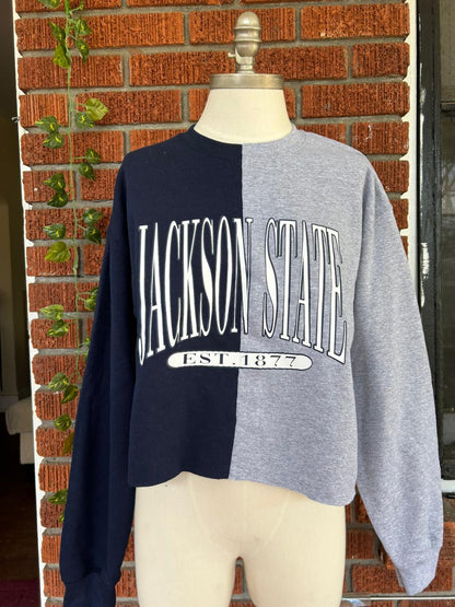 Handmade Jackson State Solid Half and Half Sweatshirt