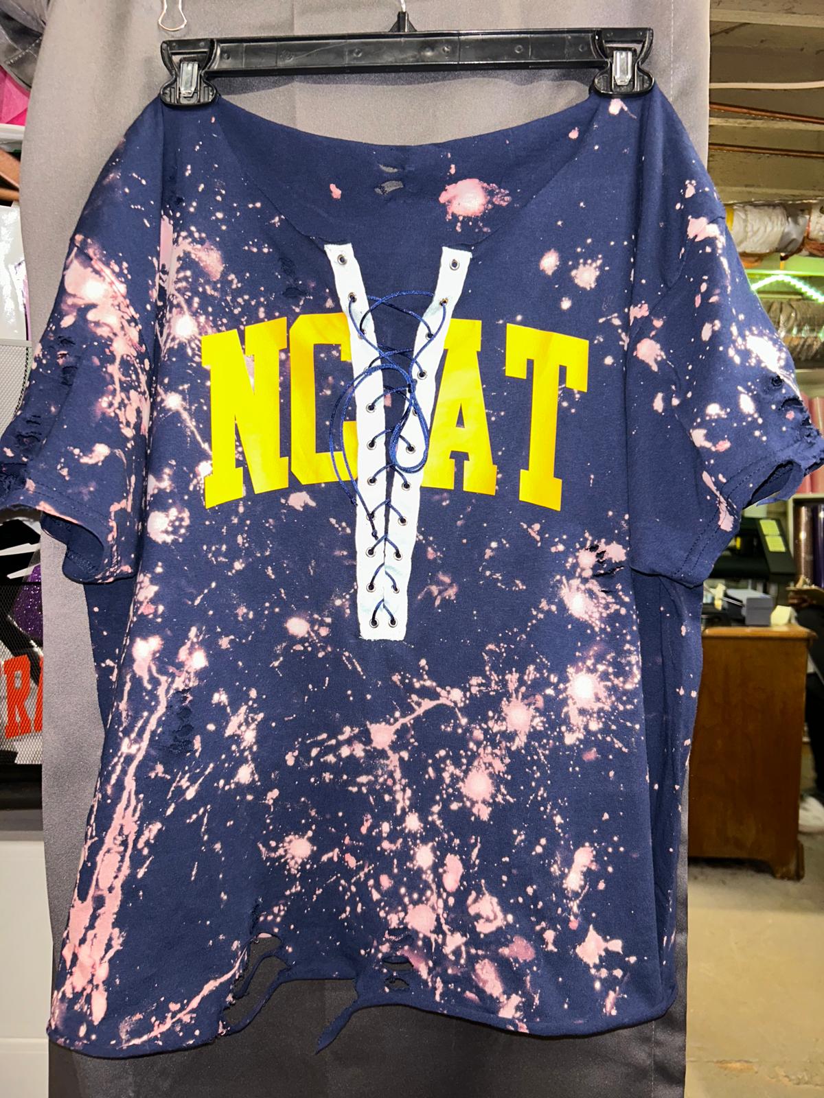 Handmade NCAT Gold Navy Lace Up T-Shirt