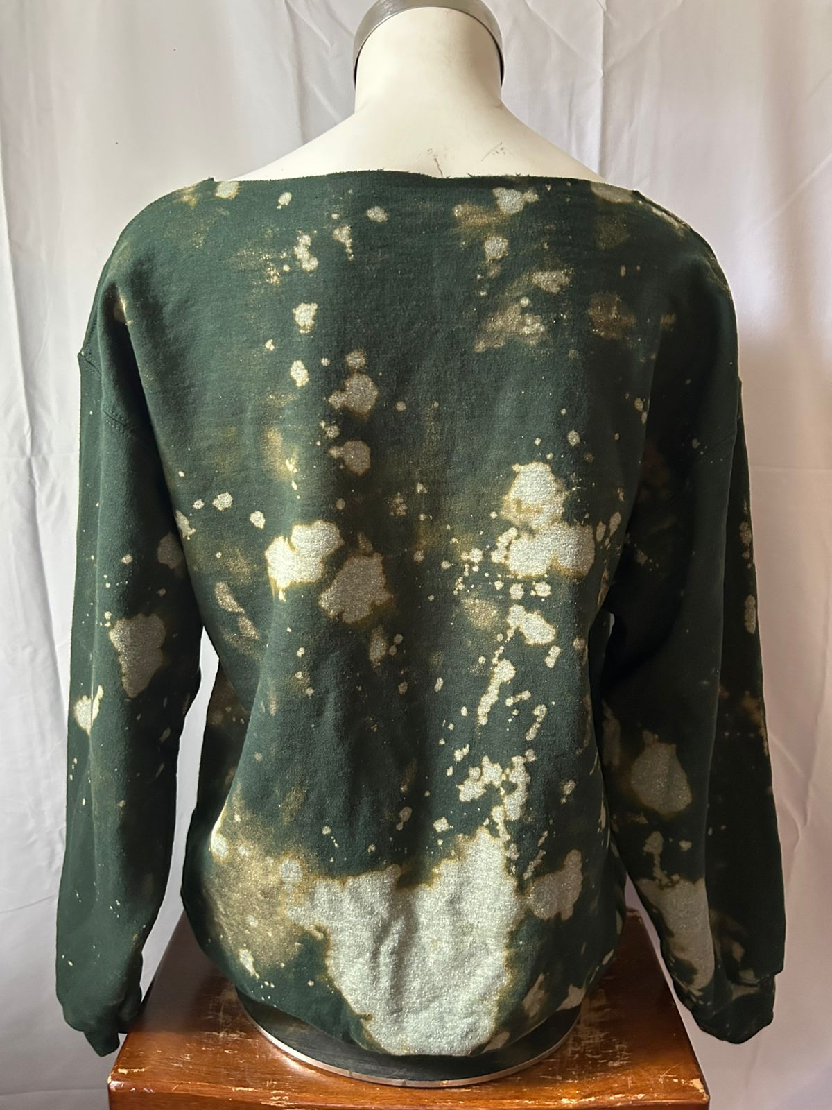 Handmade New York Jets Lace Up Forest Bleached Sweatshirt