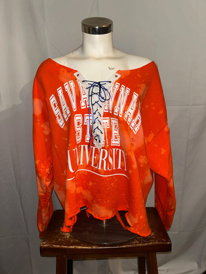 Handmade Savannah State University Off Shoulder Lace Up Sweatshirt